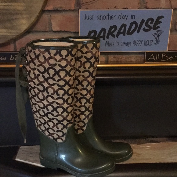 Coach  Tristee Monogram Lace Up RainBoots - Picture 10 of 11
